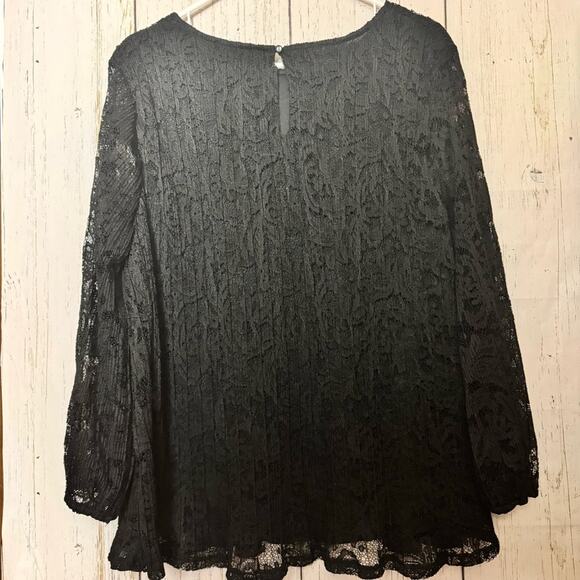 Adrianna Papell Women's Flowy Black Long Sleeve Lace Lined Blouse Sz S - Picture 10 of 10